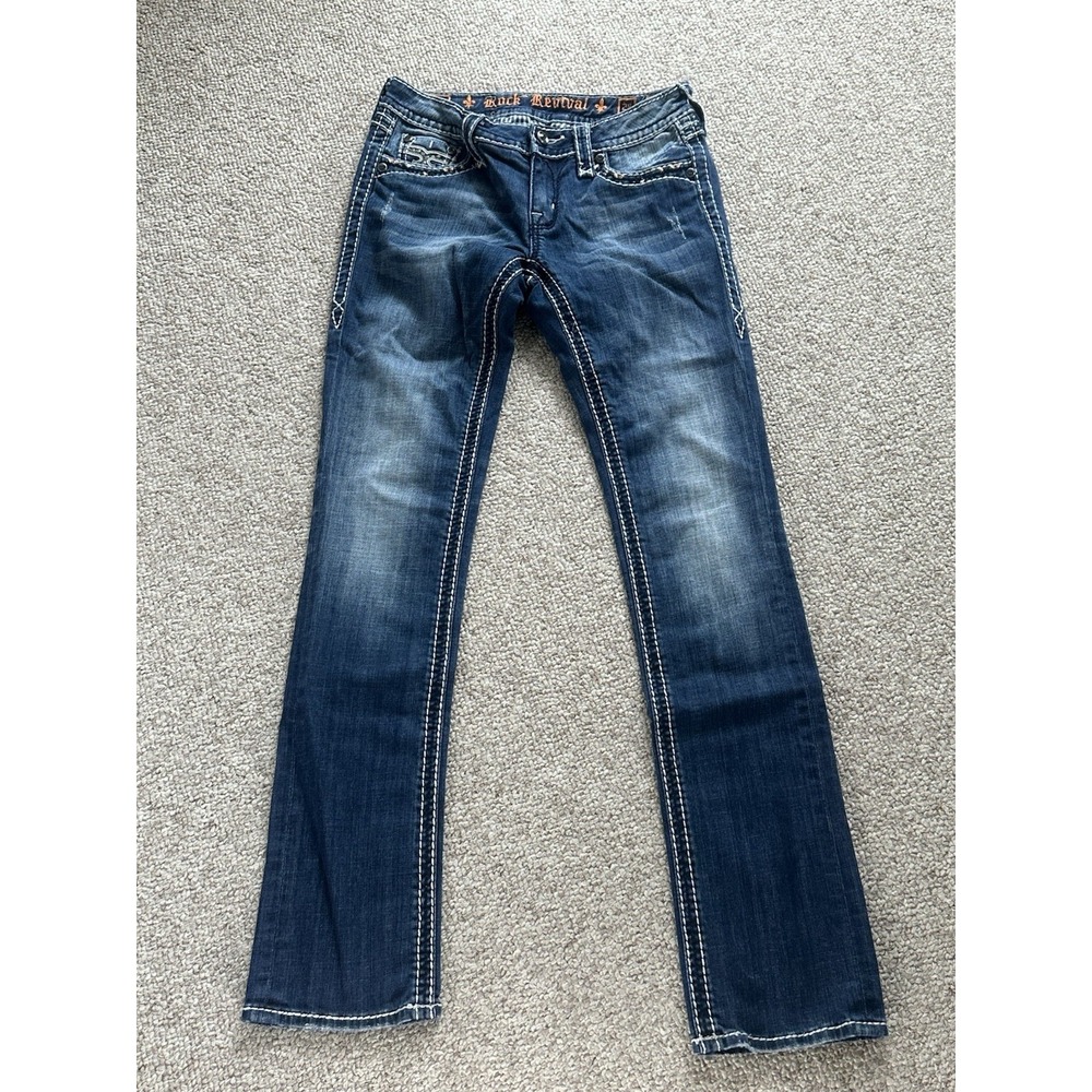 Rock Revival Modelo Angie Straight Women's Jeans Size 28(Actual 32x30)